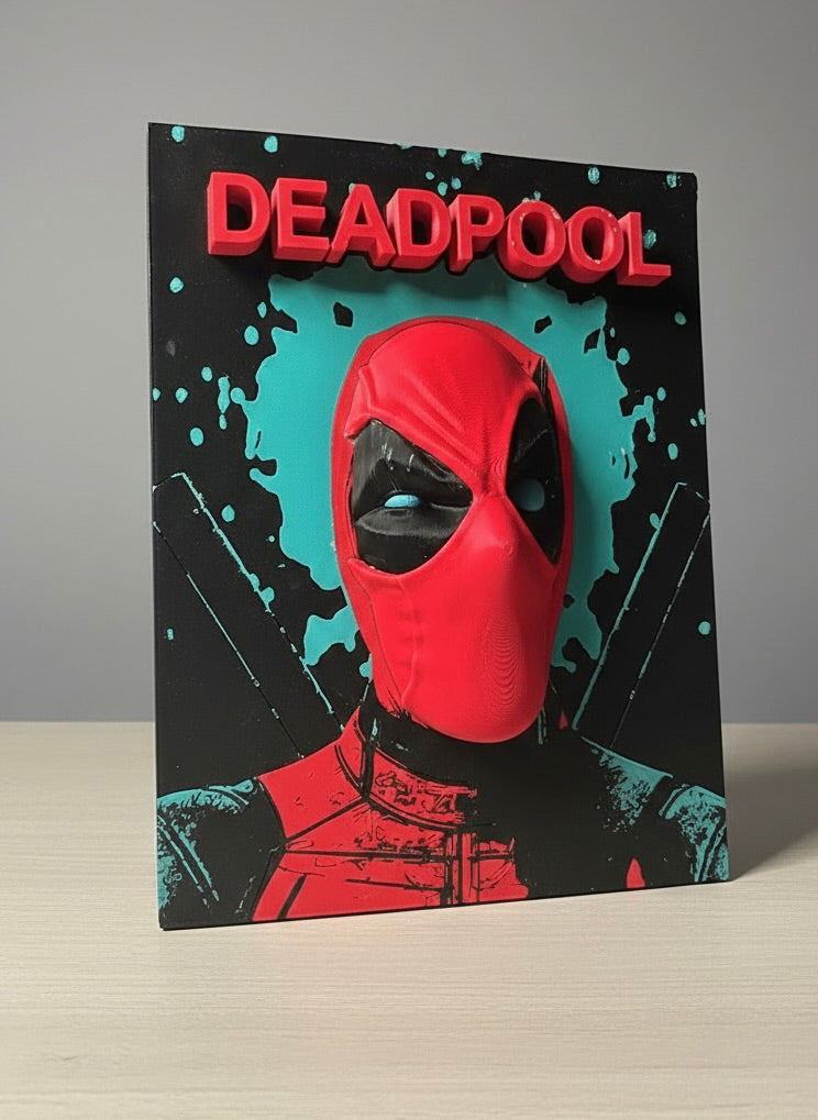 The Crimson Enforcer: Deadpool 3D Relief Wall Art